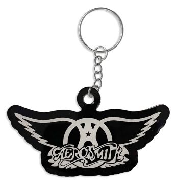 Aerosmith White On Black Logo Keychain